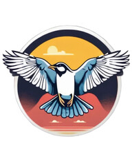 Birds spread their wings and fly under the evening sun.