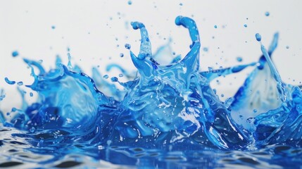 abstract splash blue water isolated on white background, suitable for water overlay backdrop