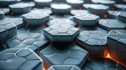 Obraz premium Futuristic surface concept with hexagons. Trendy sci-fi technology background with hexagonal pattern. top view. Generative AI.