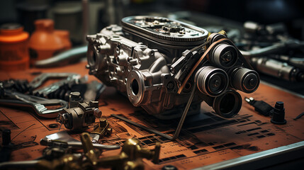 The Art of Horsepower: Capturing Skilled Hands Fitting Pistons, Rods, and Camshafts in Engine Assembly