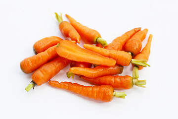 Fresh baby carrot, Excellent source of vitamin A and beta-carotene - obrazy, fototapety, plakaty
