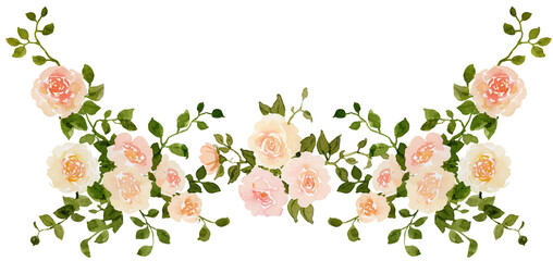 Vintage French roses wedding compositions. Watercolor illustrations - 762167843