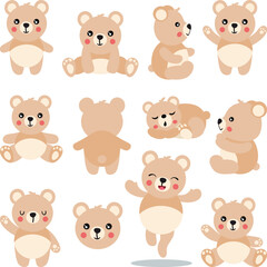 Set of cute friendly teddy bear - 762168472