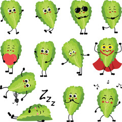 Set of funny lettuce mascot - 762168488