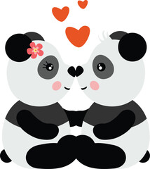 Loving and cute panda couple kissing - 762168494