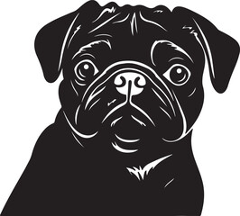 Pug Silhouette Vector Illustration White Background