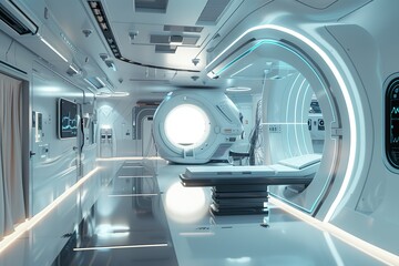 Obraz premium A futuristic medical facility with advanced equipment and technologies for healthcare.