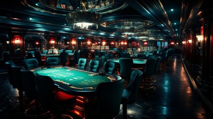 Casino Room With Poker Table and Chairs - Powered by Adobe