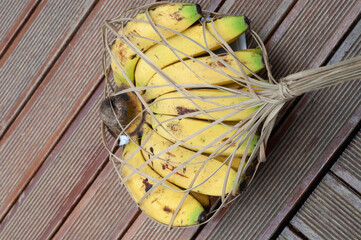 bananas in a bamboo basket