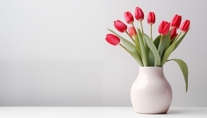 Fototapeta premium red tulips in vase