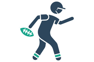 american football icon. american football player. icon related to sport, gym. solid icon style. element illustration.
