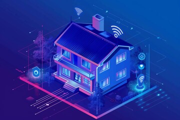 Naklejka premium Revolutionizing City Construction with Solar Power and Advanced Insulation Techniques: How Digital Home Systems and Smart Home Management are Changing Urban Living