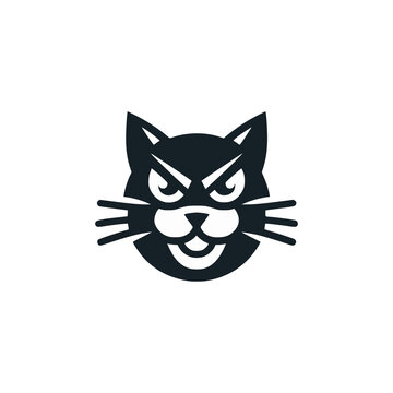 mad cat cute pet animal logo vector illustration template design