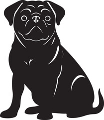 Naklejka premium Pug Silhouette Vector Illustration White Background