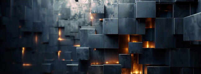 Render of Abstract Geometric Shapes with Light Accents