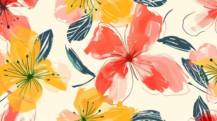 An abstract floral pattern seamless background - obrazy, fototapety, plakaty