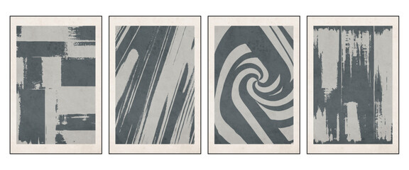 Set of 4 Abstract illustration in vintage style. For use in graphics, for wall decor. .