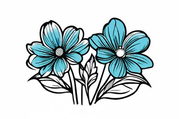 Fototapeta na wymiar Black outline of coloring book flowers in the doodling style. Black and white Floral Background. Abstract elegance seamless pattern with floral background. Flower Coloring Page, Flower Line Art. 