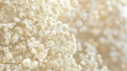 Beautiful white gypsophila flowers with soft focus background.
