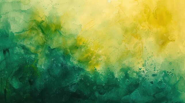 Abstract design hand painted green yellow watercolor texture background. AI generated image
