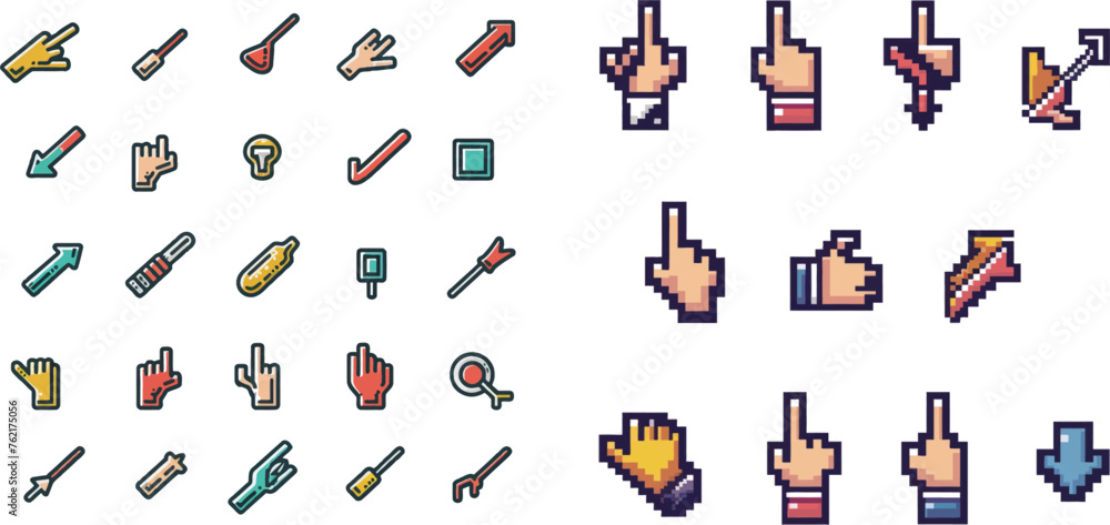 Poster computer web arrows mouse cursors and clicking line pointer cursor selecting