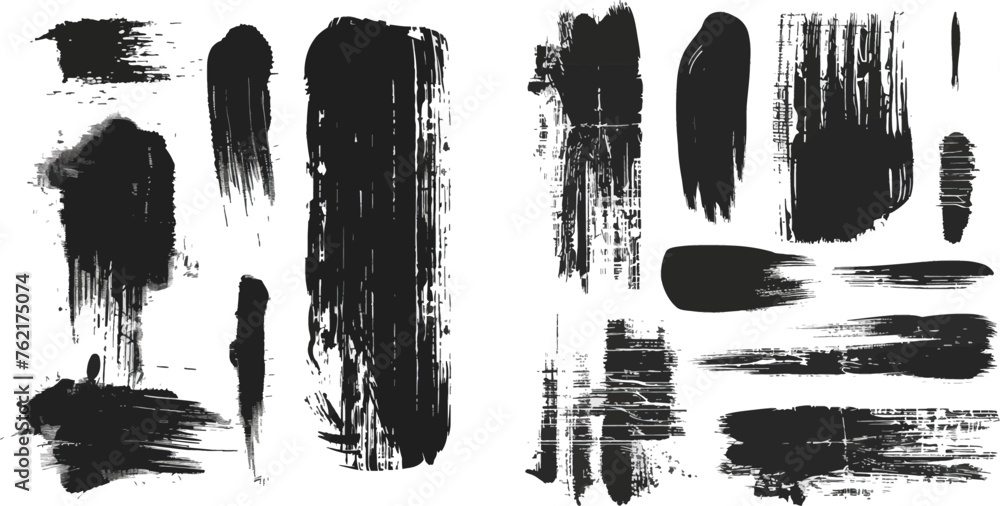 Poster ink brush artistic design element for frame design. vector isolated elements set
