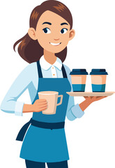 Smiling barista serving coffee to-go