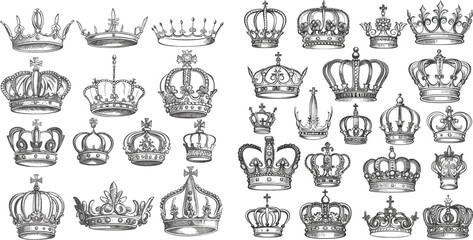 Line art prince and princess luxurious head accessories