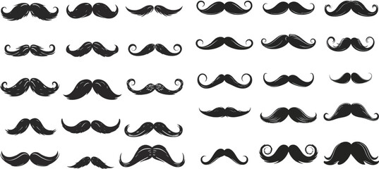  Retro gentleman moustaches. Hipster man element for photo. Different accessories collection