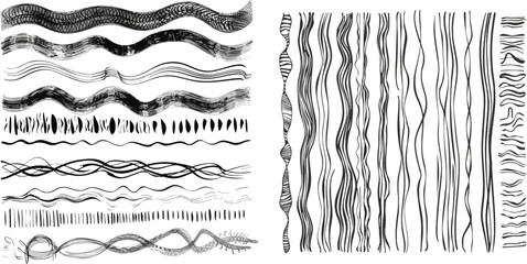 Abstract doodle lines, decorative pencil strokes