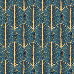 Luxury vector seamless pattern with golden leaves. Pattern for textiles, wrapping paper, wallpaper, covers.