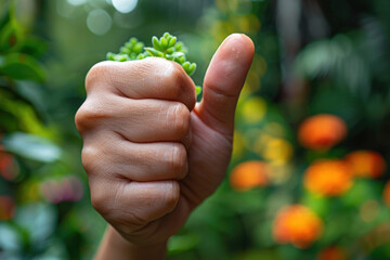 Spring positive card with a person s hand to lift your spirits and believe in the best.