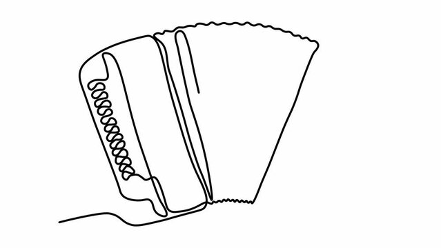 Self drawing animation with one continuous line draw, abstract Accordion
