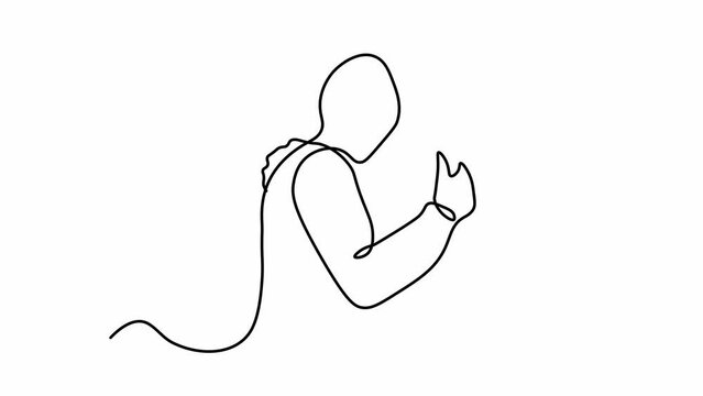 Self drawing animation with one continuous line draw,
abstract embrace of Two Men, Friendship and Love