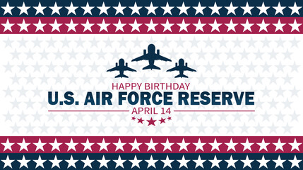 Happy Birthday US AIR Force Reserve wallpaper with shapes and typography. Happy Birthday US AIR Force Reserve, background - obrazy, fototapety, plakaty