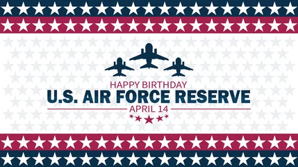 Foto op Aluminium Happy Birthday US AIR Force Reserve wallpaper with shapes and typography. Happy Birthday US AIR Force Reserve, background © DEEP