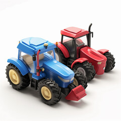 Obraz premium 3D tractors, agricultural machineries on the white background. 