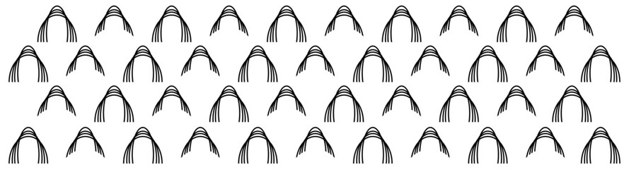 Abstract rainbow seamless pattern illustration. Black and white doodle rainbows in childish freehand style for children or cute background design...