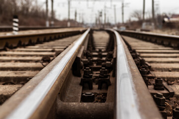 Railway or railroad tracks for train transportation