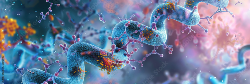 Poster a vibrant, detailed rendering of neurons connecting through synapses, highlighting neural activity