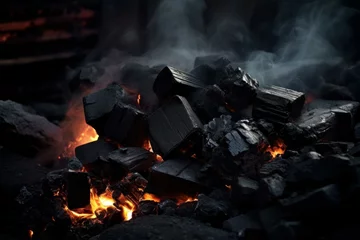 Rolgordijnen Radiant Piece smoldering coal. Energy fuel. Generate Ai © juliars