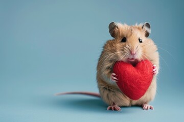 Sweet Hamster and Heart: Pocket-Sized Affection, AI Generative
