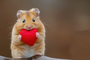 Heart-Holding Hamster Cutie: Pocket-Sized Love, AI Generative
