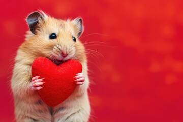 Loving Hamster with Heart: Furry Moments, AI Generative
