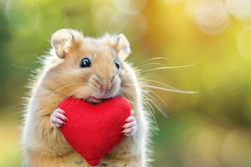Tiny Hamster with Heart: Snuggle Time, AI Generative
