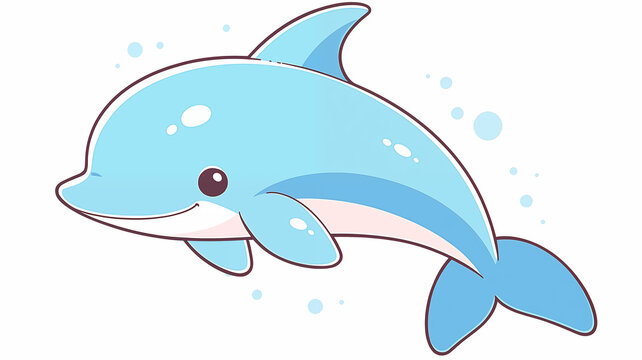 Hand drawn cartoon cute dolphin illustration