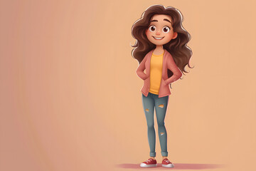 Fr&ouml;hliche Cartoon-Figur einer in lockerer Pose