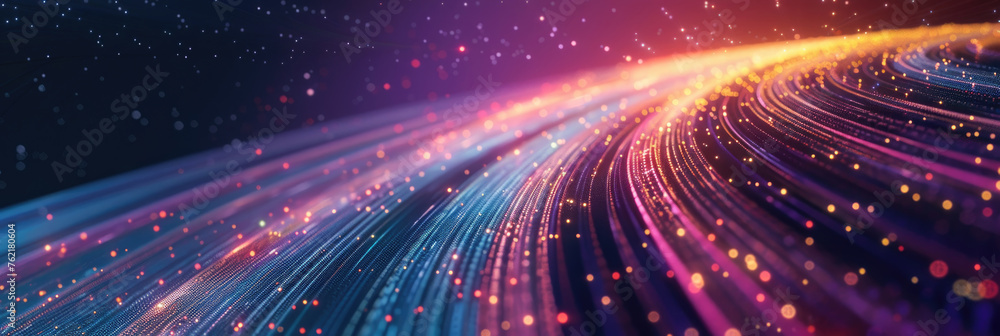 Poster vivid abstract background featuring a variety of colorful lines and dots creating a dynamic and enga