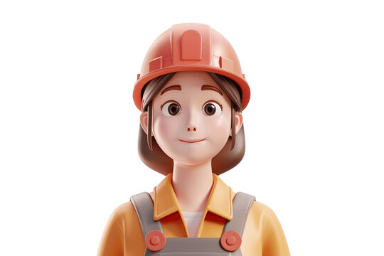 Construction Worker Woman in 3D, Isolated Illustration