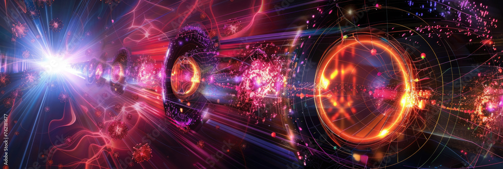 Poster visually striking abstract background created using computer-generated imagery, featuring vibrant co
